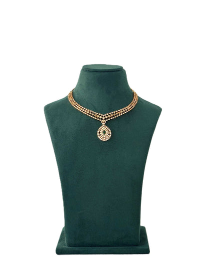 Gold-Plated Teardrop Necklace and Earrings Set