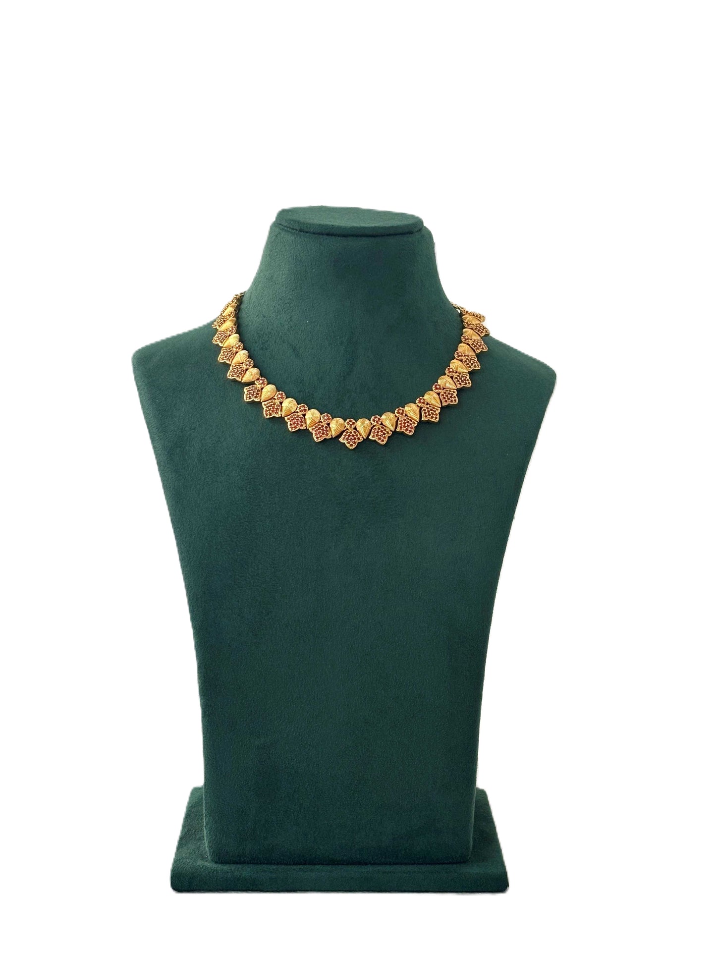 Gold-Plated Ruby-Style Floral Necklace