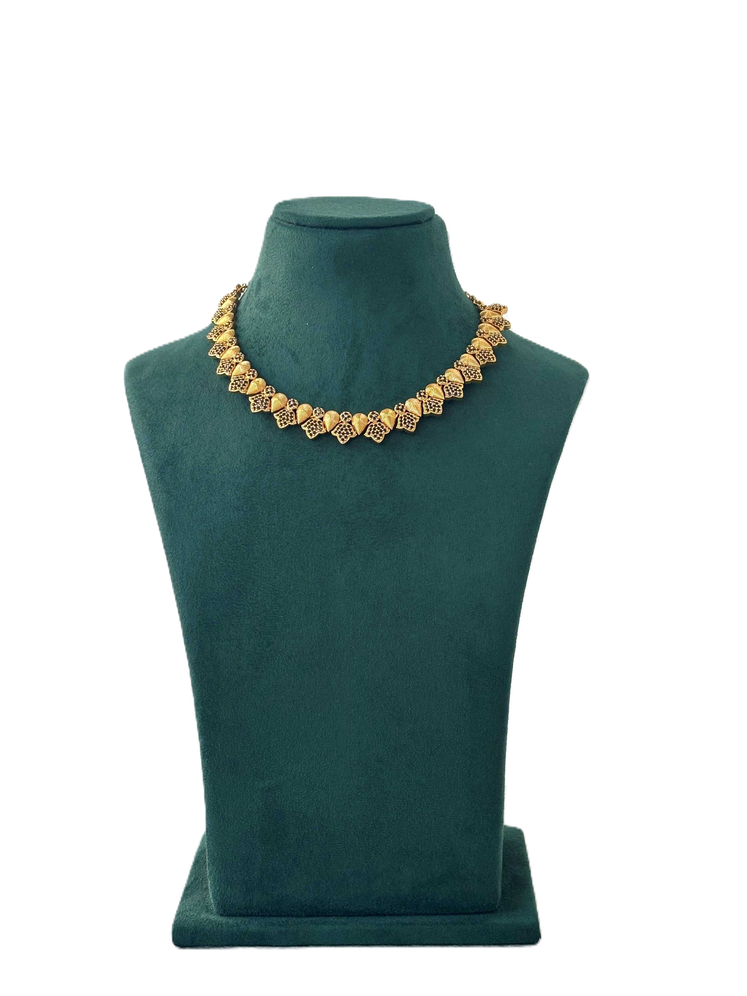 Gold-Plated Leaf Motif Choker Necklace Set