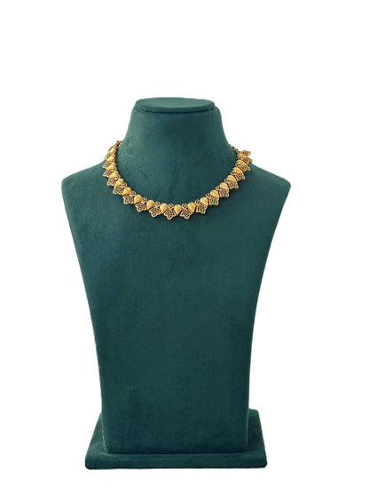 Gold-Plated Leaf Motif Choker Necklace Set