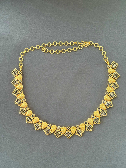 Gold-Plated Leaf Motif Choker Necklace Set