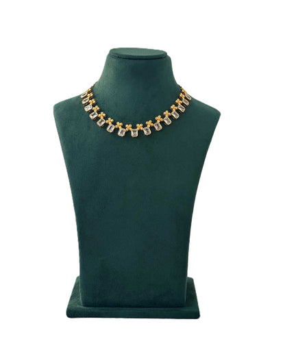 Gold-Plated Baguette Crystal Necklace