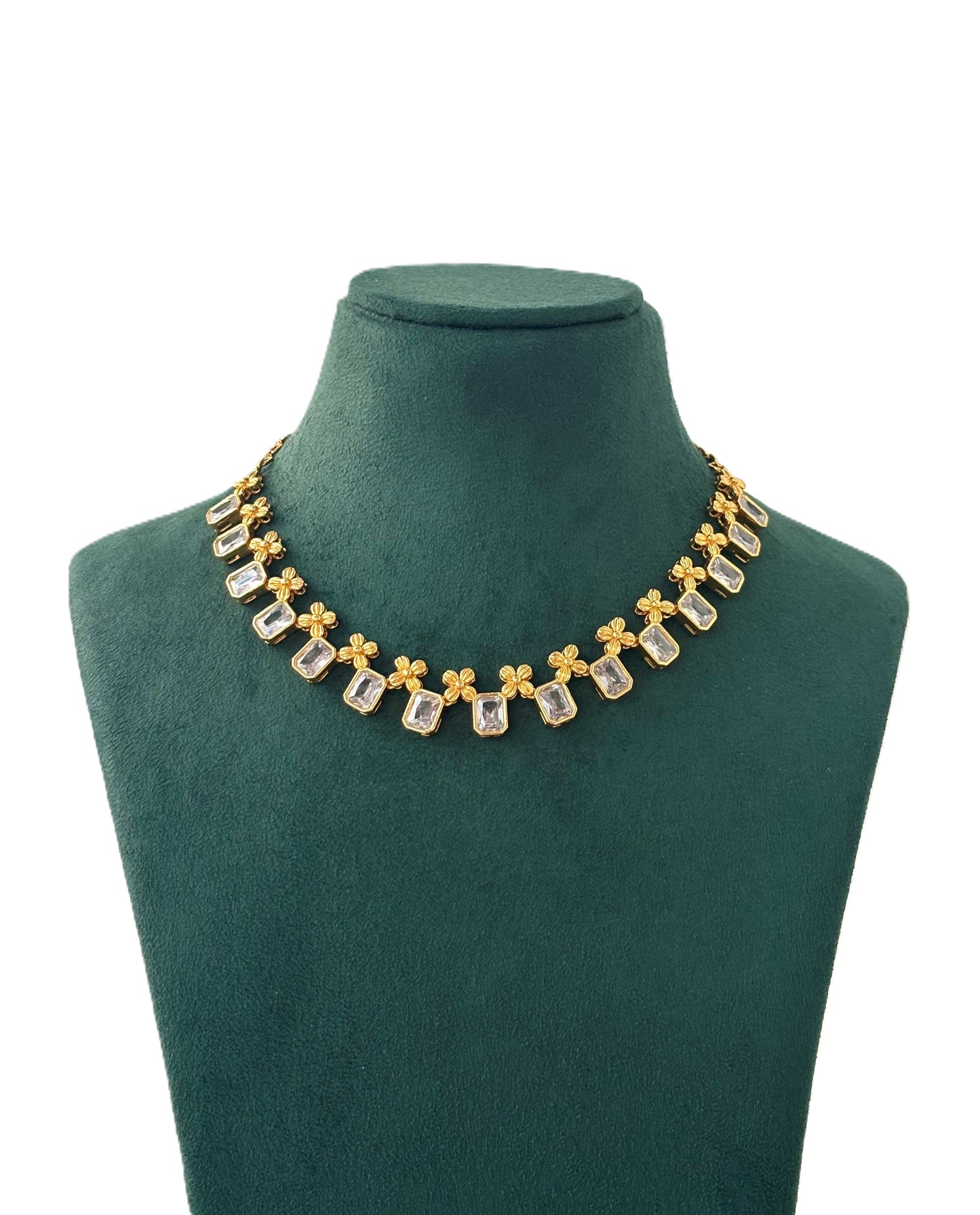 Gold-Plated Baguette Crystal Necklace