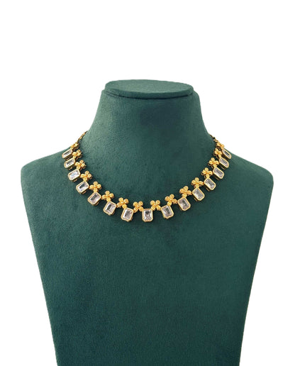 Gold-Plated Baguette Crystal Necklace