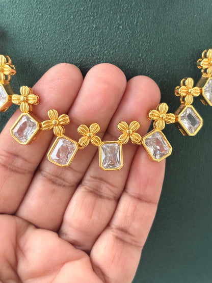 Gold-Plated Baguette Crystal Necklace