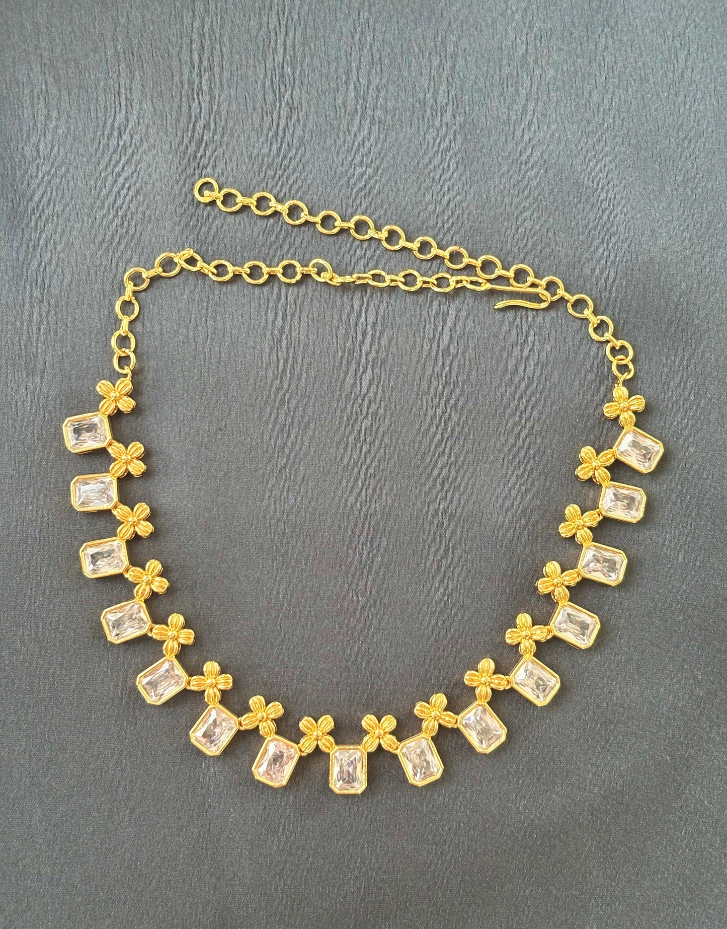 Gold-Plated Baguette Crystal Necklace