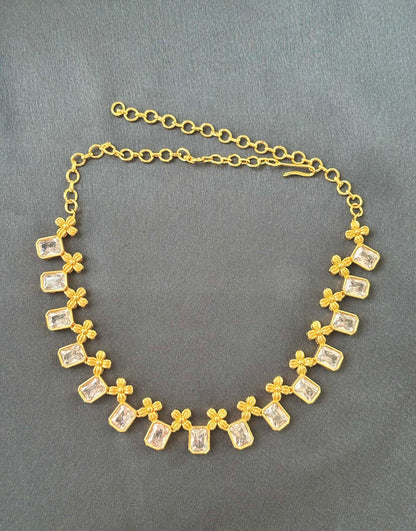 Gold-Plated Baguette Crystal Necklace