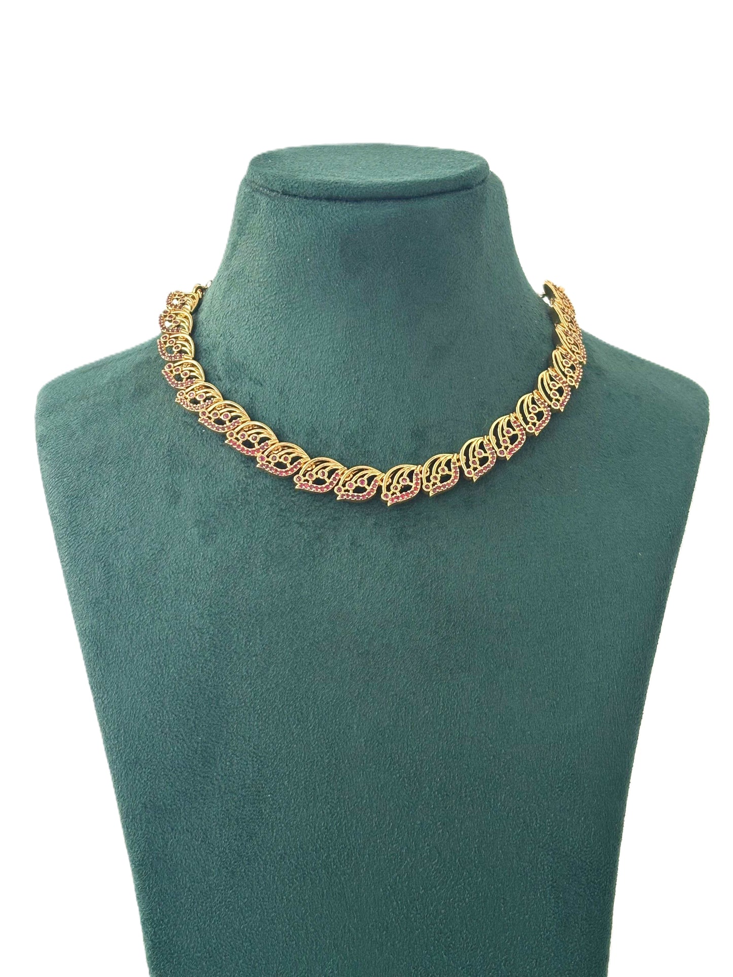 Gold-Plated Filigree Leaf Necklace Set
