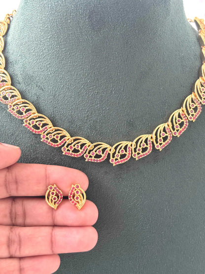 Gold-Plated Filigree Leaf Necklace Set