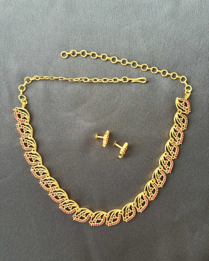 Gold-Plated Filigree Leaf Necklace Set