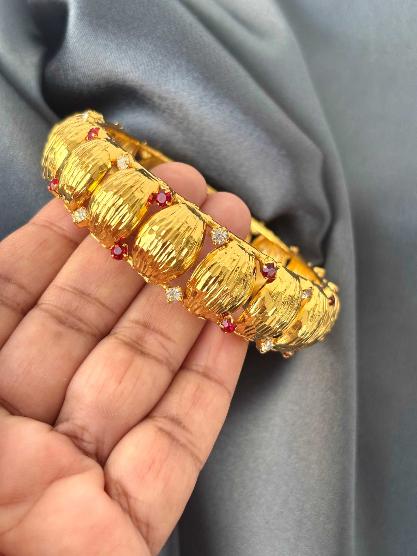 Gold-Plated Ribbed Bangles