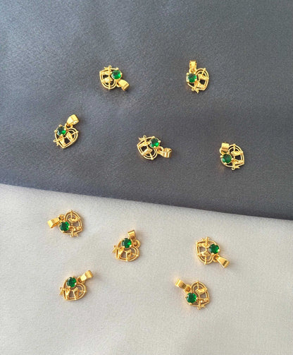 Gold-Plated Green Heart Pendant with Hand Motif