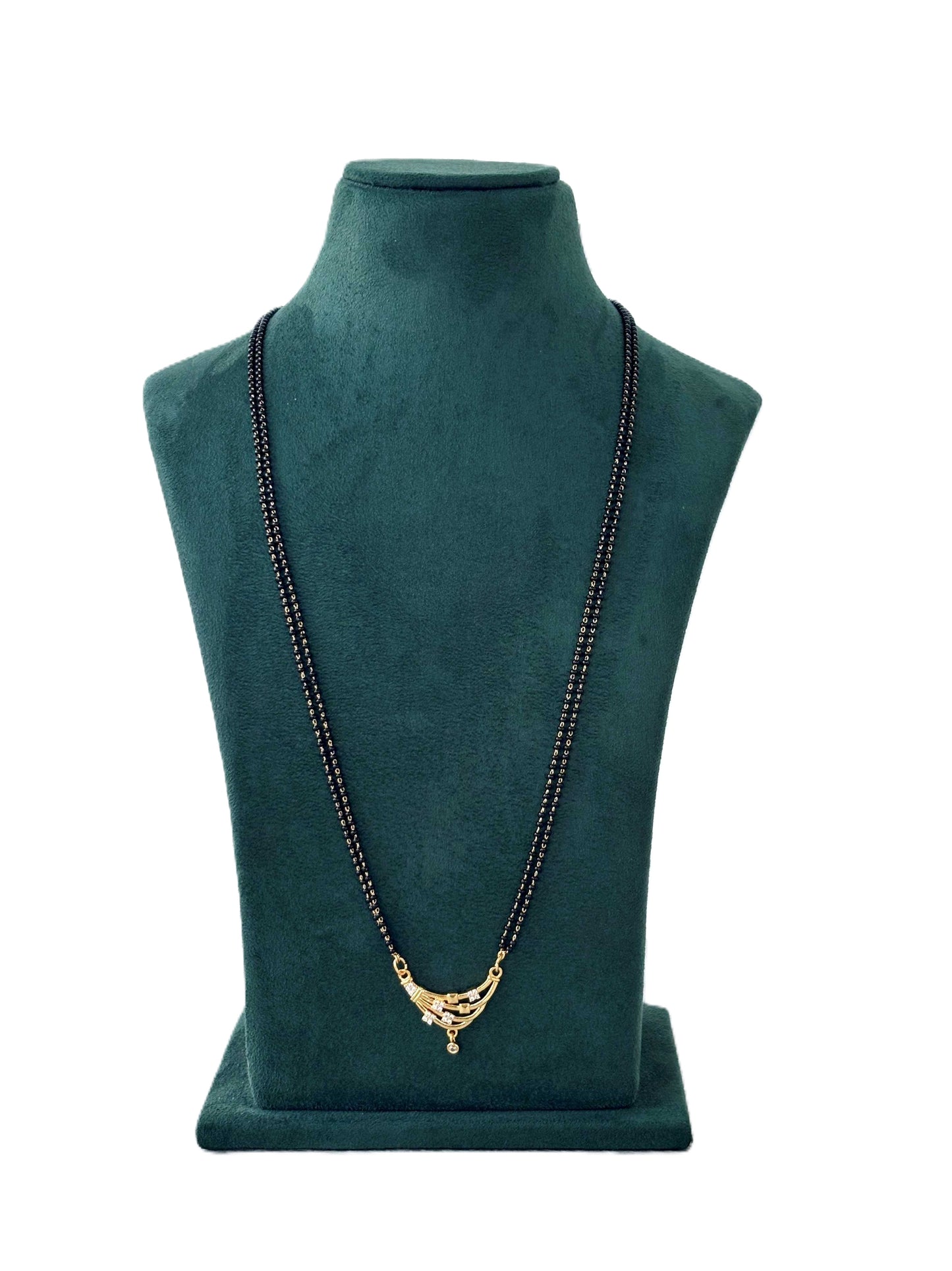 Gold Plated Black Beaded Mangalsutra Necklace