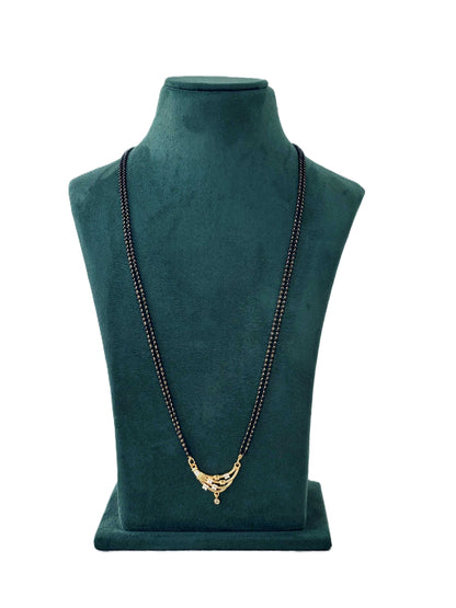 Gold Plated Black Beaded Mangalsutra Necklace