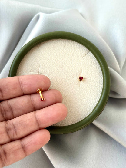 Minimalist Red Stone Gold-Plated Studs