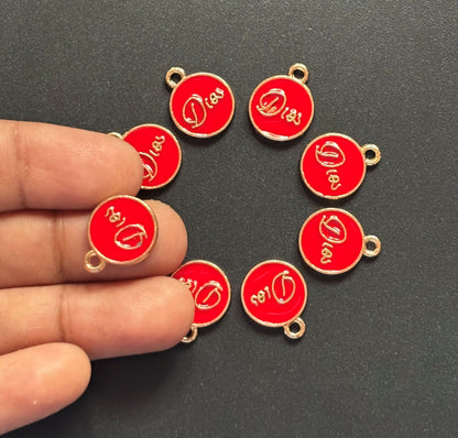 Four Pieces Enamelled Charms - Red Dior-Inspired Charms