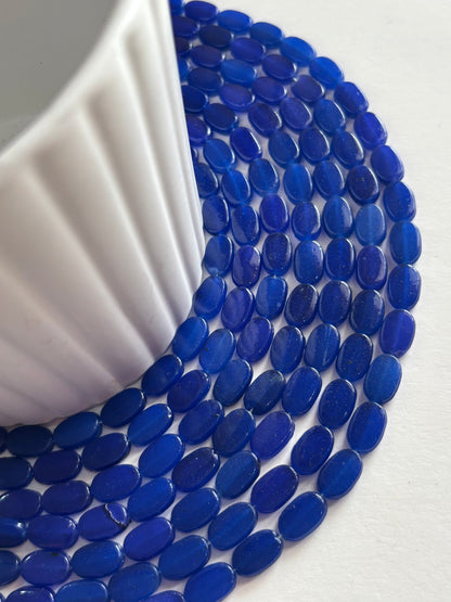 Blue Oval Flat Beads for Jewelry Making