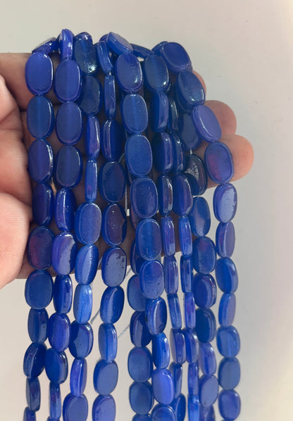 Blue Oval Flat Beads for Jewelry Making