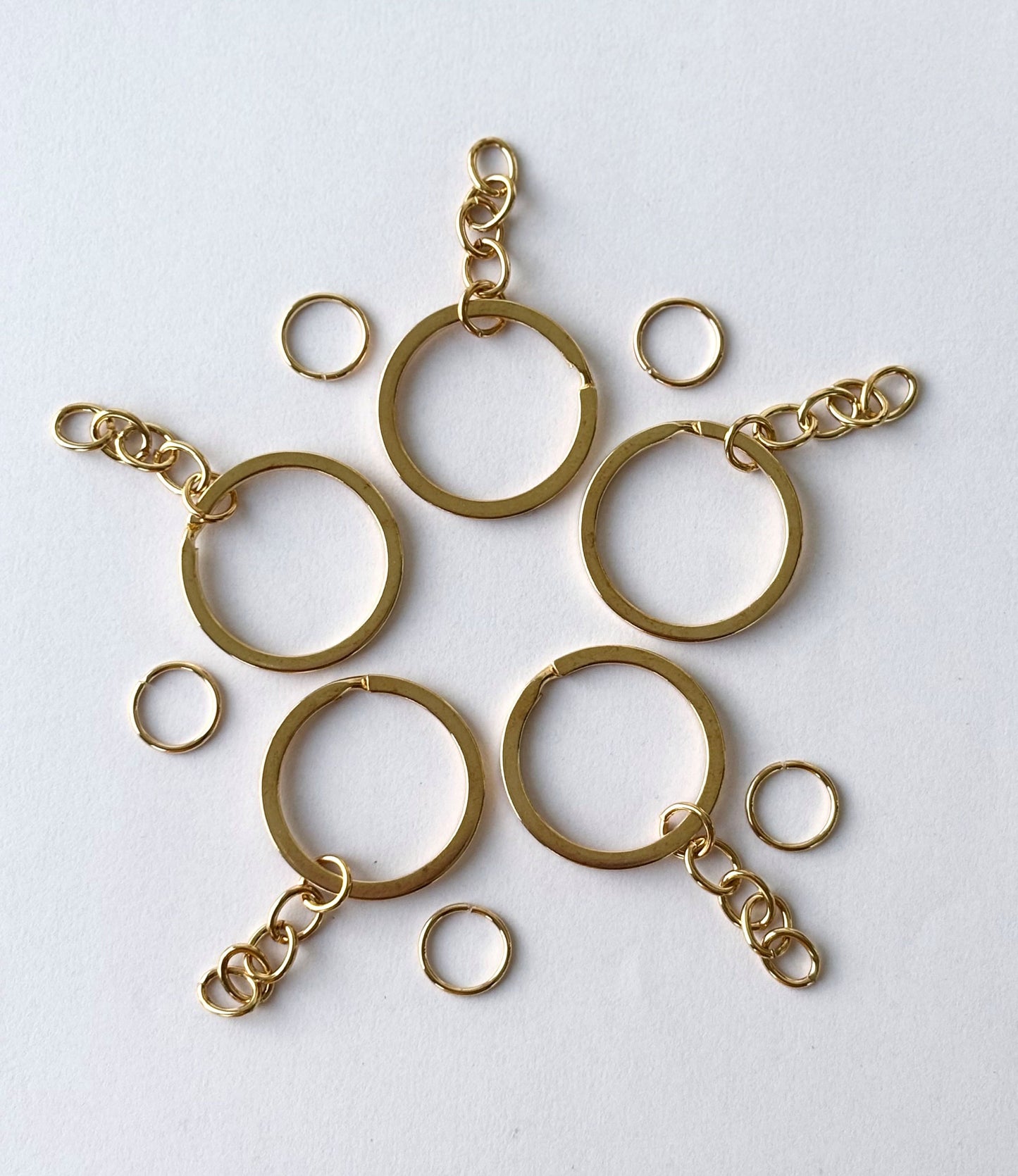 Gold Tone Keychain Rings with Chains