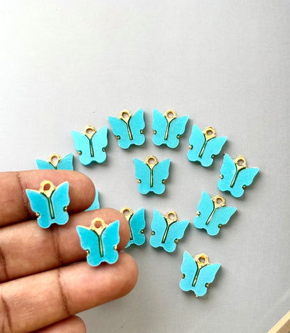 Turquoise Butterfly Resin Charms for Jewelry Making