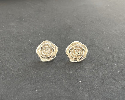 Handmade Silver Rose Stud Earrings