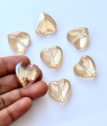 Champagne Glass Heart Beads for Jewelry Making
