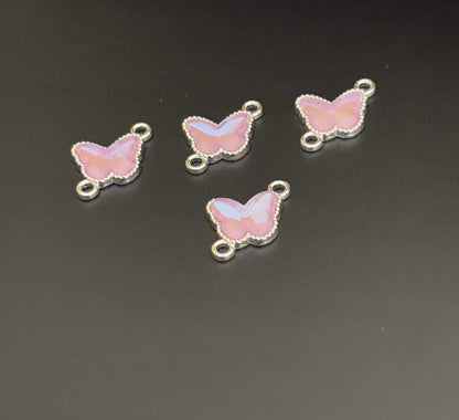 Two Pieces Lavender Butterfly Charms with Two Loops