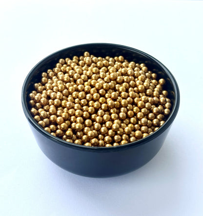 Matte Gold Metallic Round Decoration Beads - Non-Hole Craft and Filler