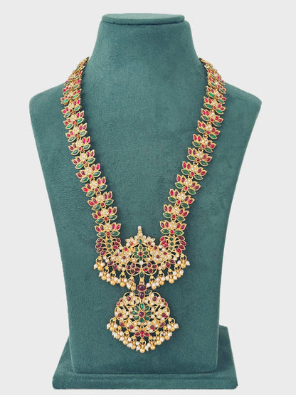 Antique Gold Kemp Stone Haram with Jhumkas