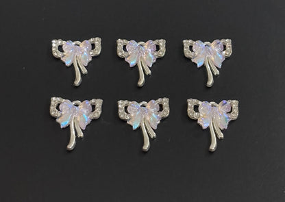 Two Pieces Iridescent Pink Bow Charm