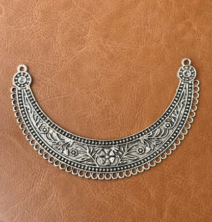 Floral Engraved Crescent Pendant