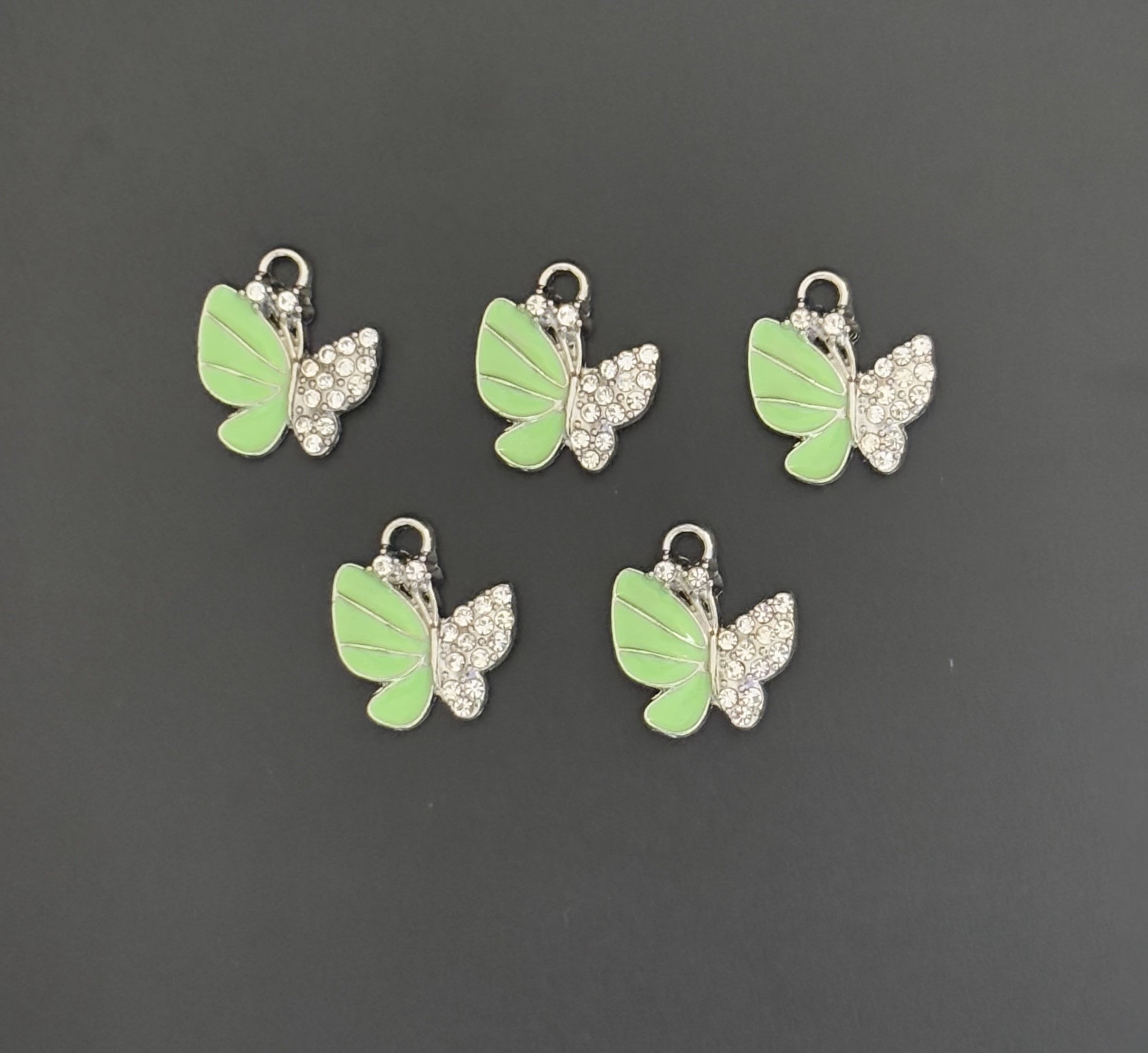 Two Pieces Green Butterfly Charms