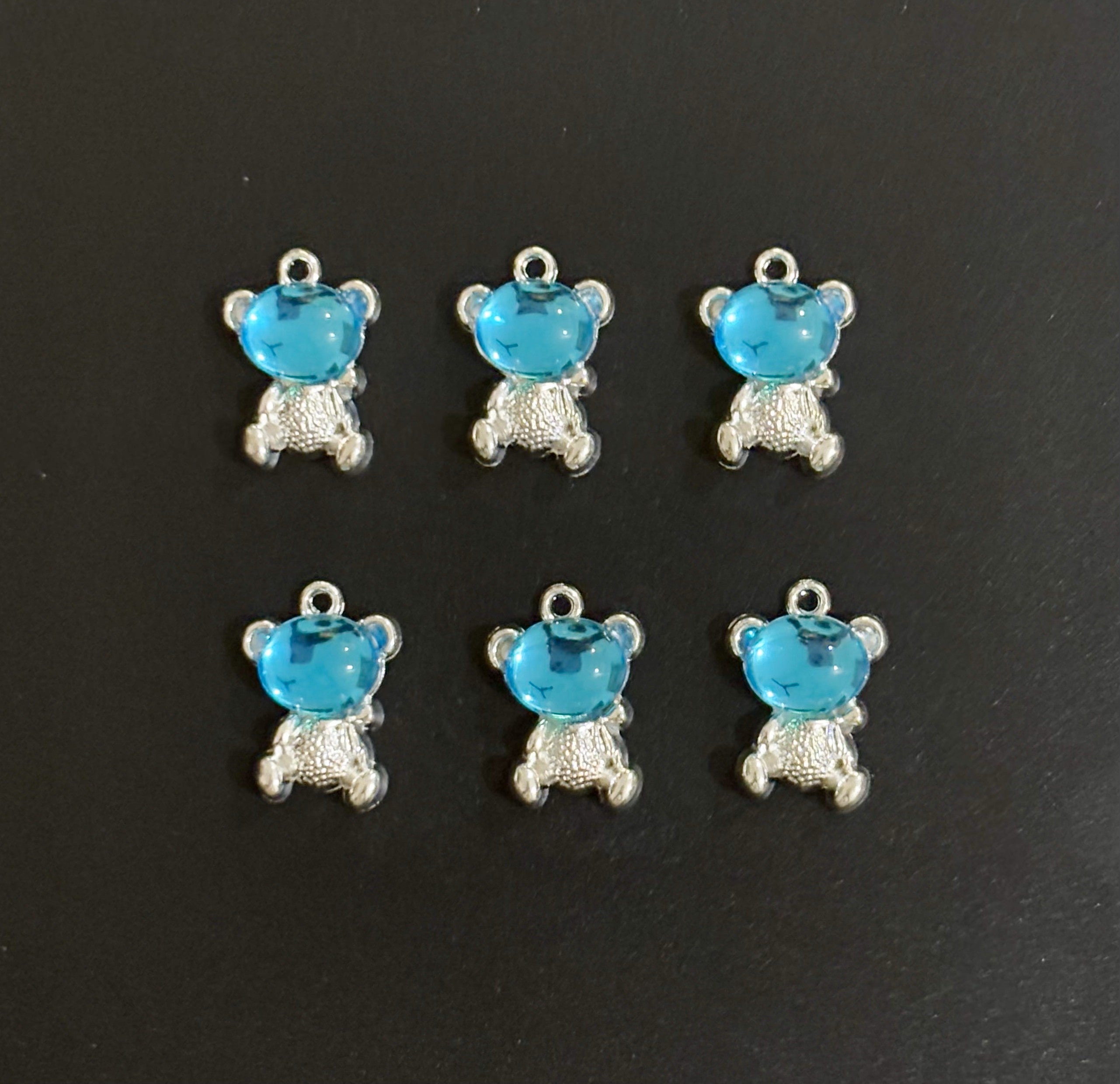 Two Pieces Blue Teddy Bear Charms