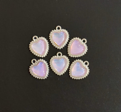 Two Pieces Crystal Heart Rhinestone Charms