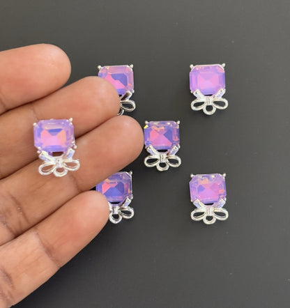 Two Pieces Purple Gem Bow Charms