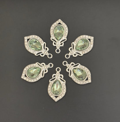 Two Pieces Teardrop Green Crystal Charms