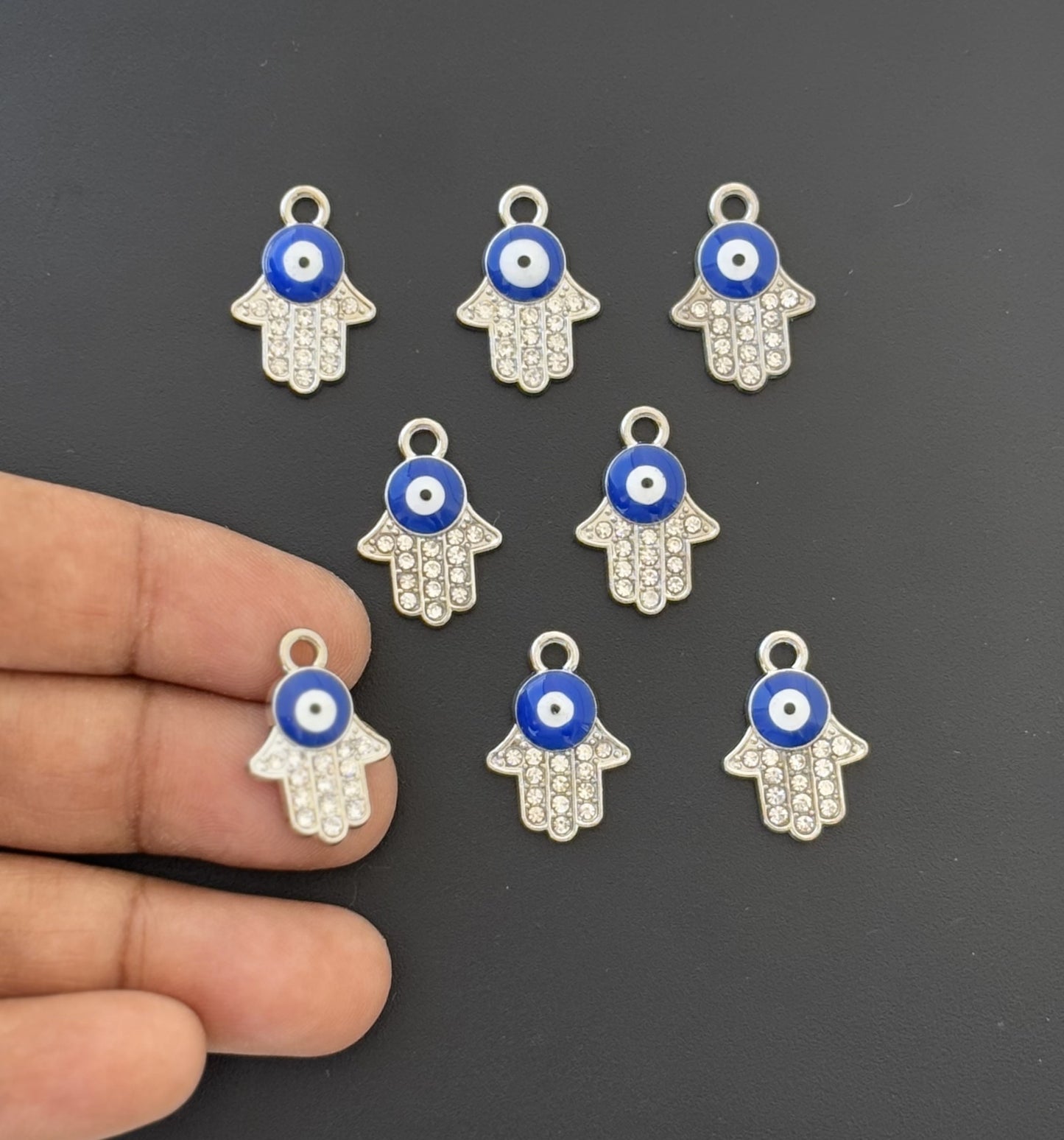 Two Pieces Hamsa Hand Evil Eye Charm